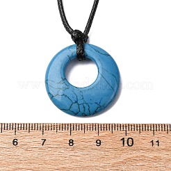 Кольцо натуральный и синтетический смешанный драгоценный камень подвеска черный вощеный шнур регулируемые ожерелья NJEW-G169-02