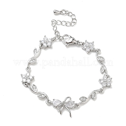 Bracelets à maillons en laiton micro pavé de zircones cubiques pour femmes&nbsp;BJEW-C156-04E-04P