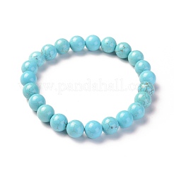 Bracelets extensibles en howlite naturelle unisexe&nbsp;BJEW-L667-01