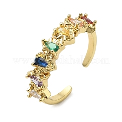Anillos abiertos de latón con micropavé de circonitas cúbicas para mujer&nbsp;RJEW-C163-08G
