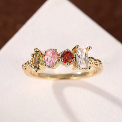 Кольца из латуни с цветными кубическими цирконами FS-WGD0B16-02