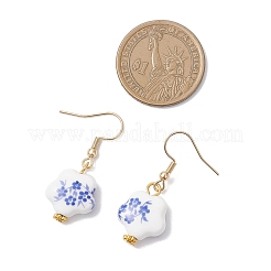 4 пара серег-подвесок из фарфора с принтом ручной работы EJEW-JE06701