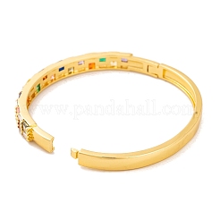 Messing Pavé bunte Zirkonia Scharnier Armreifen für Frauen&nbsp;BJEW-S147-33G-B