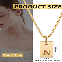 Collier avec pendentif rectangulaire en forme de lettre en acier inoxydable 1 pièce&nbsp;NJEW-LP0001-34N-G