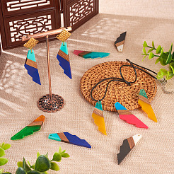 20pcs 10 colores resina transparente y colgantes grandes de madera de nogal&nbsp;RESI-TA0001-73