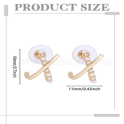 1 пара серег-гвоздиков из сплава в форме буквы X со стразами&nbsp;EJEW-LP0003-57