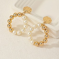 Серьги-гвоздики с круглыми бусинами из сплава и пластика с жемчугом FS-WG641A5-01