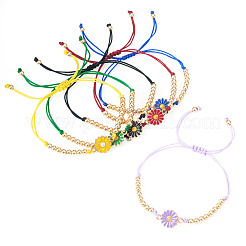 6шт 6-цветный сплав эмалевых звеньев браслеты для женщин&nbsp;BJEW-TAC0042