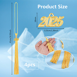 シルクタッセルペンダント装飾  合金2025チャーム付き  ゴールド  400mm&nbsp;AJEW-WH0651-33A