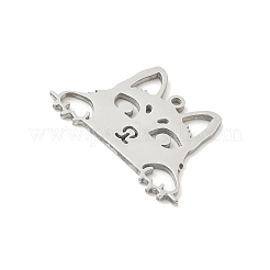 304ステンレスペンダント  中空の猫の形チャーム  ステンレス鋼色  20x30x1.5mm  穴：1.5mm&nbsp;STAS-F326-08A-P
