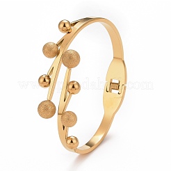 Bracelet manchette ouvert en acier inoxydable 201 branches et feuilles&nbsp;BJEW-G648-02G