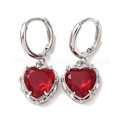 Orecchini a cerchio a forma di cuore in ottone e vetro per San Valentino&nbsp;EJEW-Z164-23P