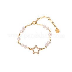 Pulseras de eslabones en forma de estrella de acero inoxidable 304 para mujer&nbsp;BJEW-OY001-04