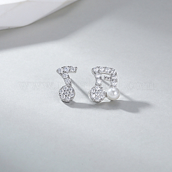 Элегантные японские серебряные серьги с культивированным жемчугом и цирконами в форме музыкальной ноты ES8600