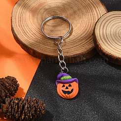 合金と樹脂のペンダントキーホルダー  ハロウィーンの鍵吊り飾り  カボチャ  プラチナ  8cm&nbsp;KEYC-JKC00895
