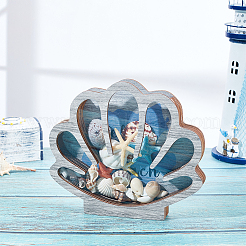 Деревянные подносы для украшений в форме ракушек для колец&nbsp;ODIS-WH0086-178