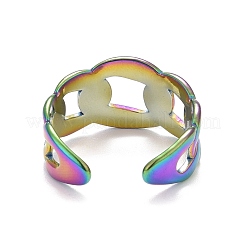 Bague manchette en acier inoxydable 304 couleur arc-en-ciel avec placage ionique (IP) en forme de chaîne gourmette pour femme&nbsp;RJEW-C025-31M