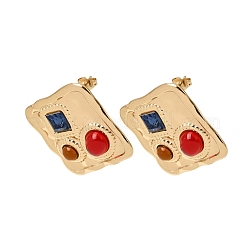 Orecchini a bottone con strass in acciaio inossidabile 304&nbsp;SA-CBAF6AD-26G-A