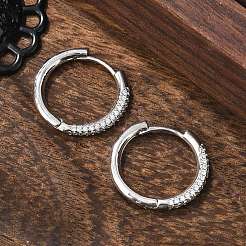 Серьги-кольца из латуни с микро-паве из фианита&nbsp;LS-EJEW-K083-36P-B