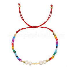 Geflochtene Armbänder aus Glasperlen und Imitationsperlen&nbsp;MR3840