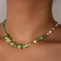 Модные зеленые ожерелья из бисера с натуральным камнем для женщин FC1774