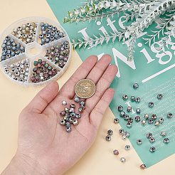 210 шт. 6-х цветные гальванизированные бусины из натуральной лавы G-OC0001-97