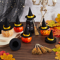 12 шт. мини-шляпки ведьмы из полиэстера&nbsp;AJEW-CP0009-35B