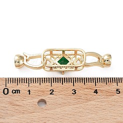 ラックメッキ真鍮パヴェグリーンガラスフォールドオーバークラスプ  長持ちメッキ  カドミウムフリー＆鉛フリー  オーバル  14KGP本金メッキ  14x7.5x6mm  穴：4.5mm  ピン：0.8mm  オーバル：20x9.5x8mm&nbsp;KK-B078-12G14