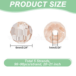 5 нитка прозрачные стеклянные бусины нити GLAA-HY0001-38