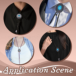 3 шт. 3 стиля регулируемый цинковый сплав паве синтетическая бирюза овальный/плоский круглый кулон черный искусственная кожа шнур лариат ожерелья NJEW-ME0001-02