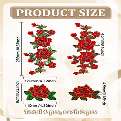 4 шт. 2 стиля цветочной вышивки полиэстеровая ткань термоклеящиеся нашивки&nbsp;DIY-LP0003-60