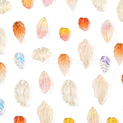 120 шт. 8 стиля осенняя тематика двухцветные прозрачные стеклянные подвески GLAA-FS0002-56