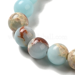 Braccialetti elasticizzati con perline rotonde in legno di sandalo e pietra shoushan sintetica da 8.5 mm&nbsp;BJEW-B080-08B