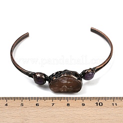 Bracelets manchettes en quartz rose naturel et améthyste&nbsp;G-B149-16R-06