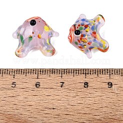 手作りランプワークビーズ  魚  ピンク  14.5~19x17~21.5x9~10mm  穴：1.2~1.4mm  約29~30個/連  17.32~18.50''（44~47センチメートル）&nbsp;LAMP-T023-16S