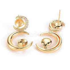 Серьги из латуни с микропейвом и прозрачным фианитом&nbsp;LS-KK-S356-253-NF