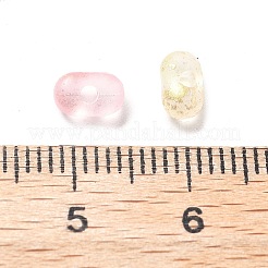 グラデーションカラーの透明なフロストアクリルビーズ  金色の箔付き  ピーナッツ  ラベンダーブラッシュ  3x6x4mm  穴：1.5mm  約：250個/ 10 G&nbsp;X1-OACR-M023-06D