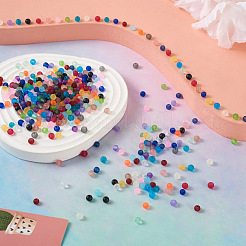 500 filo di perle di vetro smerigliato trasparente in 20 colori&nbsp;GLAA-CD0001-16