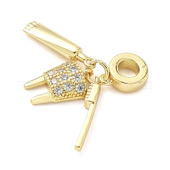 Латунные микро-паве прозрачные кубические цирконии стоматологические европейские подвески-шармы KK-Z120-55G-02
