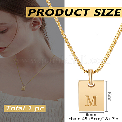 1 collar con colgante rectangular de letras de acero inoxidable&nbsp;NJEW-LP0001-34M-G
