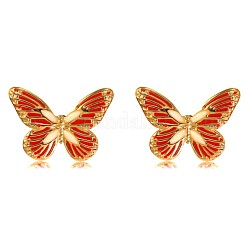 Серьги-гвоздики с бабочками из нержавеющей стали 304 с эмалью&nbsp;EJEW-Z147-10G
