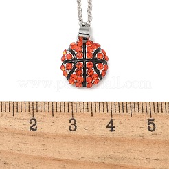 Lega di zinco giacinto strass palla sportiva ciondolo collane a catena cavo&nbsp;NJEW-U024-01P-03