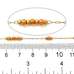 Цепи ручной работы из нержавеющей стали 304 и стеклянных бусин CHS-L031-01G-02