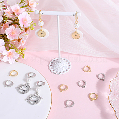 6 пара 2-цветных латунных сережек-колец с микропаве из прозрачного кубического циркония KK-BBC0014-52