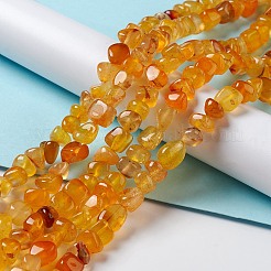 天然石瑪瑙ビーズ連売り  ナゲット  染め＆加熱  ゴールド  5~11x5~12x5~11mm  穴：1~1.4mm  約39~50個/連  14.17~14.96インチ（36~38cm）&nbsp;G-F745-06