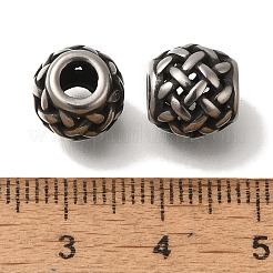 304ステンレススチールヨーロピアンビーズ  大穴ビーズ  十字形のロンデル  アンティークシルバー  9.5x9.5mm  穴：4mm&nbsp;STAS-D191-08E-AS