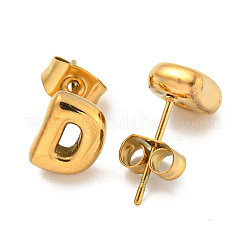 Pendientes de botón de acero inoxidable 304 con letras grandes para mujer&nbsp;LS-EJEW-G386-01D-G