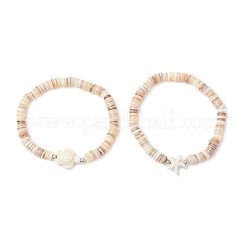 Браслеты из натуральных пресноводных бусин и синтетической бирюзы BJEW-JB11875