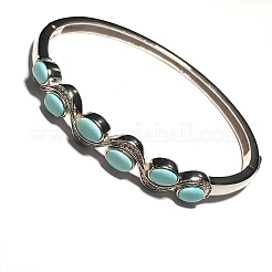 Овальные синтетические бирюзовые браслеты на шарнирах для женщин&nbsp;BJEW-C146-03