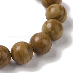 Bracelets de perles tressées en pierre de dentelle de bois naturel rond de 10 mm&nbsp;BJEW-C067-01C-17